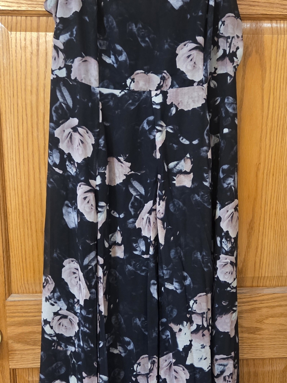 City Chic Black Maxi Skirt with Blush Floral Print
